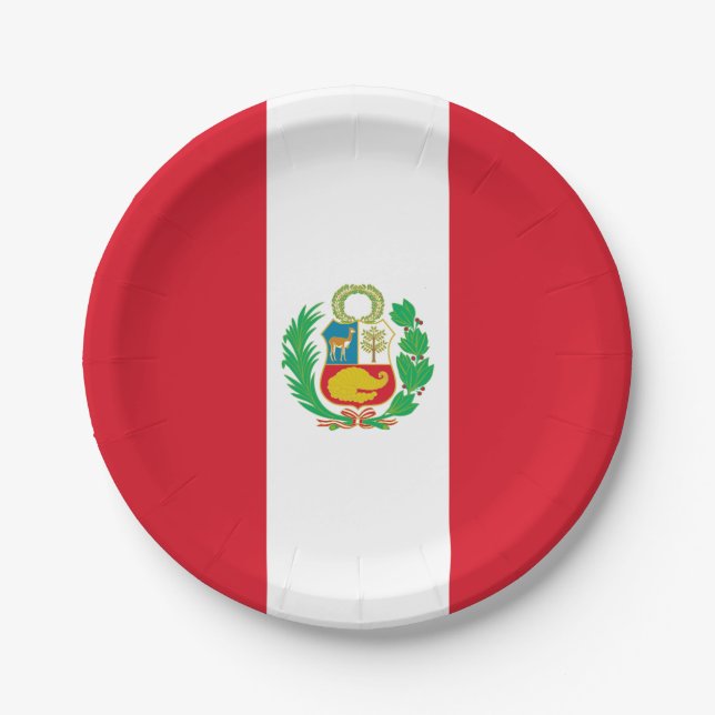 Plato De Papel Bandera de Perú (Anverso)