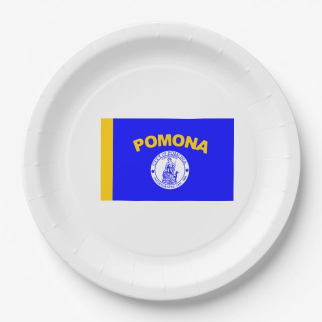 Plato De Papel Bandera de Pomona (California) (Anverso)