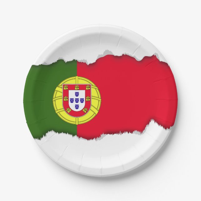 Plato De Papel Bandera de Portugal (Anverso)