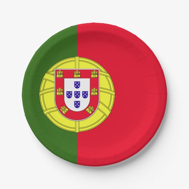 Plato De Papel Bandera de Portugal (Anverso)