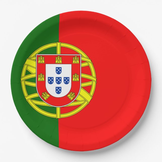 Plato De Papel Bandera de Portugal (Anverso)