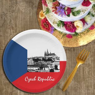 Plato De Papel Bandera de Praga y la República Checa - históric
