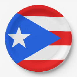 Plato De Papel Bandera de Puerto Rico