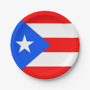 Plato De Papel Bandera de Puerto Rico