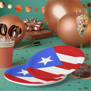 Plato De Papel Bandera de Puerto Rico