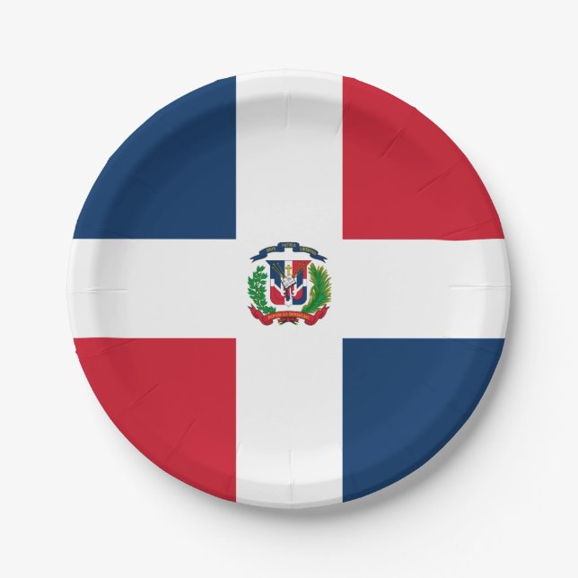 Plato De Papel Bandera de República Dominicana (Anverso)