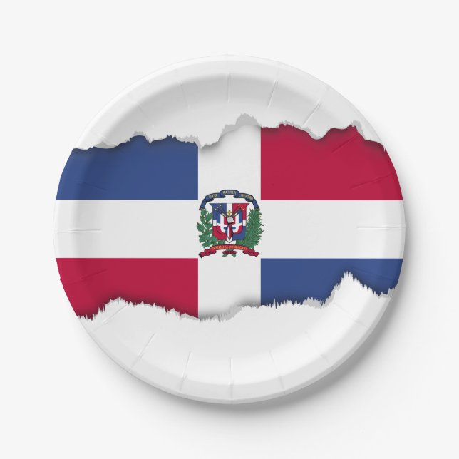 Plato De Papel Bandera de República Dominicana (Anverso)