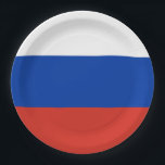 Plato De Papel Bandera de Rusia<br><div class="desc">Placa de papel de bandera rusa. Puede agregar su propio texto o gráficos haciendo clic en "personalizar más adelante".</div>