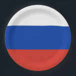 Plato De Papel Bandera de Rusia<br><div class="desc">Placa de papel de bandera rusa. Puede agregar su propio texto o gráficos haciendo clic en "personalizar más adelante".</div>