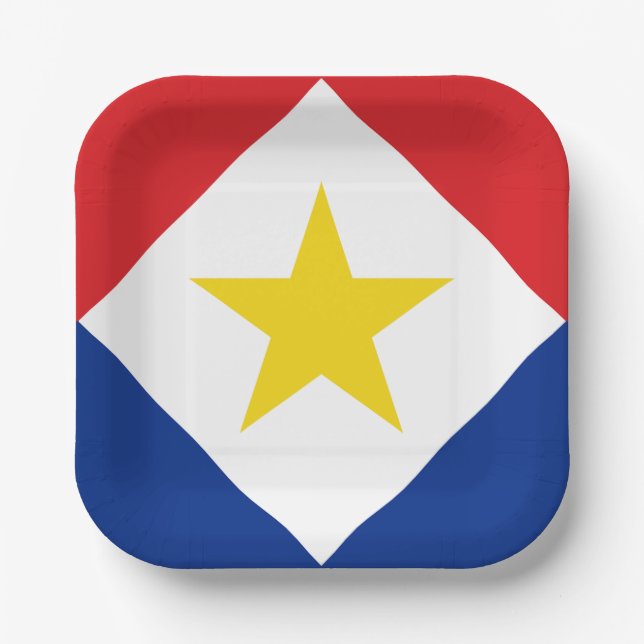 Plato De Papel Bandera de Saba (Anverso)