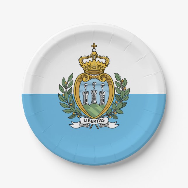 Plato De Papel Bandera de San Marino (Anverso)