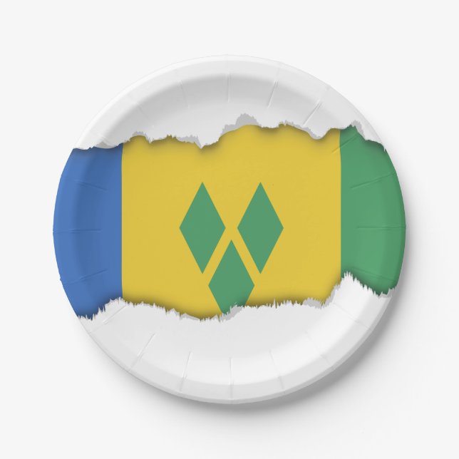 Plato De Papel Bandera de San Vicente (Anverso)
