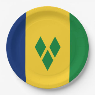 Plato De Papel Bandera de San Vicente y las Granadinas