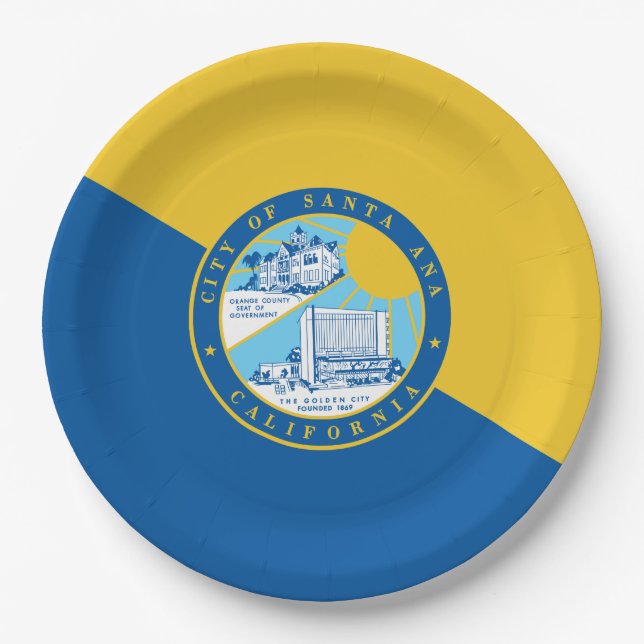 Plato De Papel Bandera de Santa Ana (California) (Anverso)