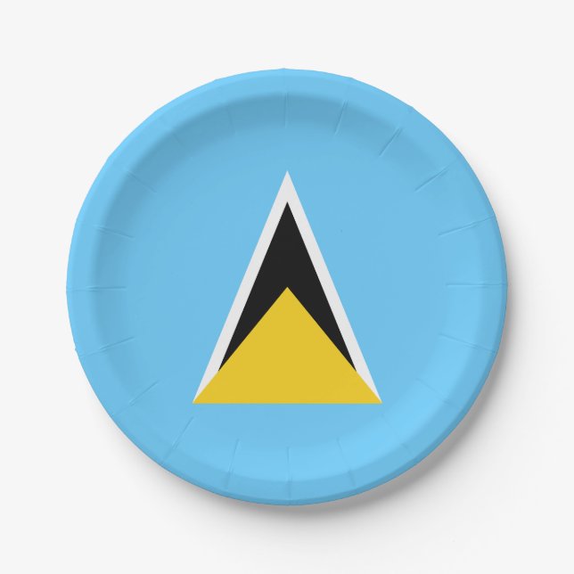 Plato De Papel Bandera de Santa Lucía (Anverso)