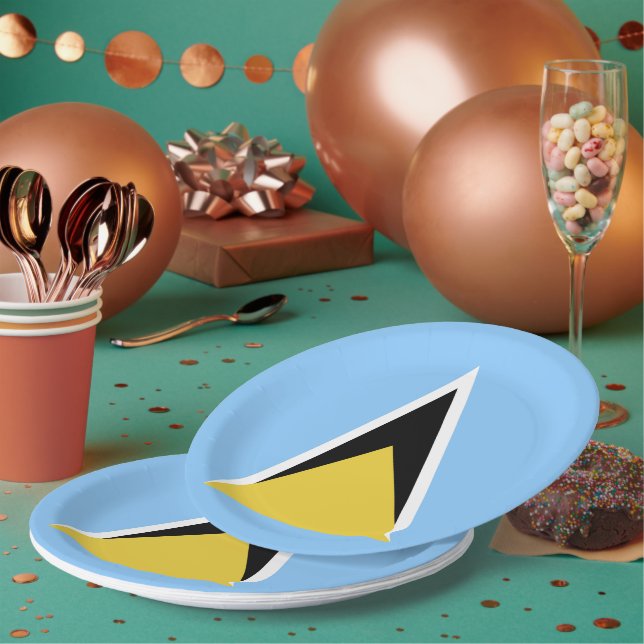 Plato De Papel Bandera de Santa Lucía (Multi)