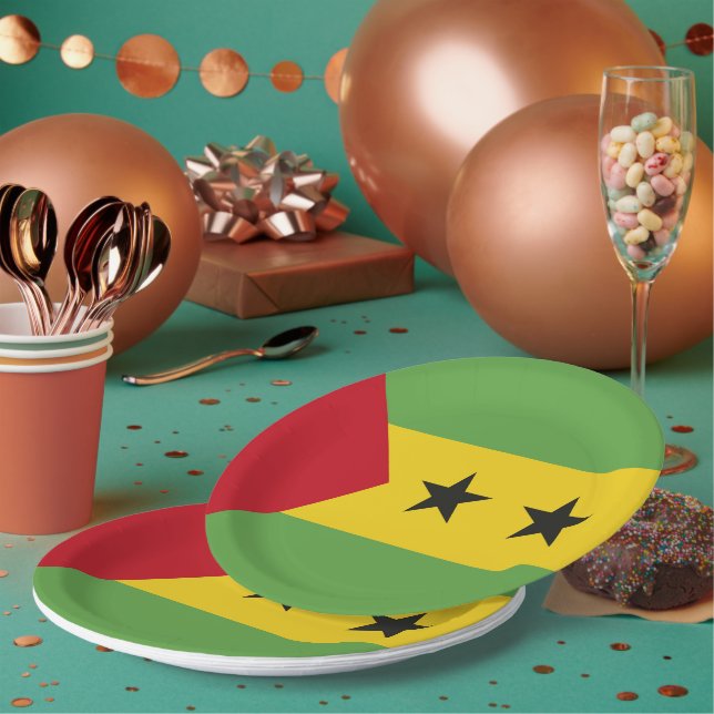 Plato De Papel Bandera de Santo Tomé y Príncipe (Multi)