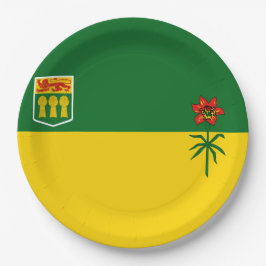 Plato De Papel Bandera de Saskatchewan
