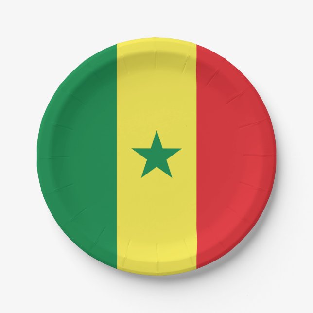 Plato De Papel Bandera de Senegal (Anverso)