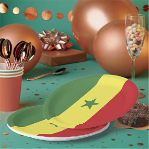 Plato De Papel bandera de Senegal