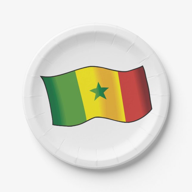 Plato De Papel Bandera de Senegal (Anverso)