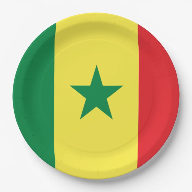 Plato De Papel Bandera de Senegal (Anverso)