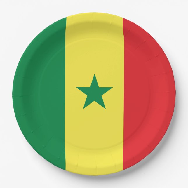 Plato De Papel Bandera de Senegal (Anverso)