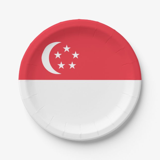 Plato De Papel Bandera de Singapur (Anverso)