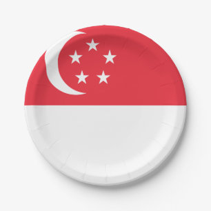 Plato De Papel Bandera de Singapur