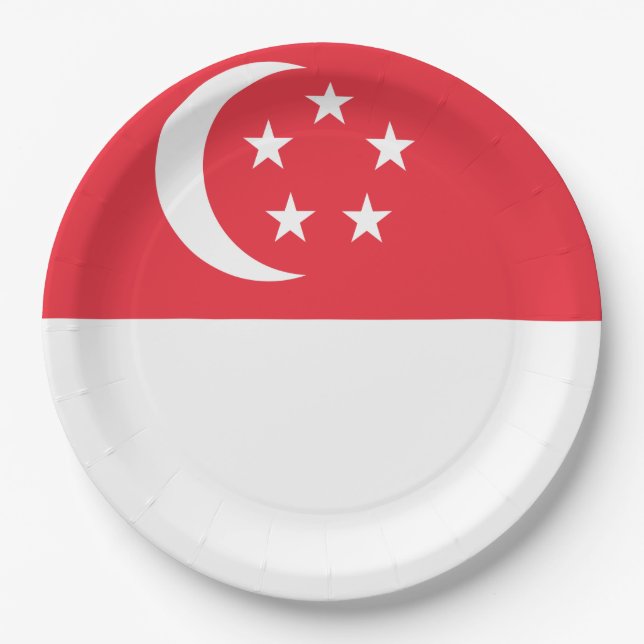 Plato De Papel Bandera de Singapur (Anverso)