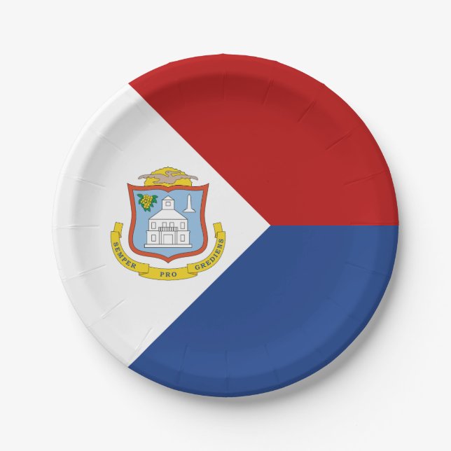 Plato De Papel Bandera de Sint Maarten (Anverso)