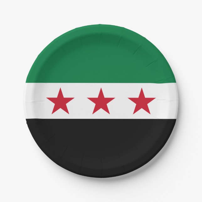 Plato De Papel Bandera de Siria (Anverso)