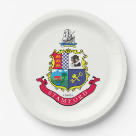 Plato De Papel Bandera de Stamford (Connecticut)