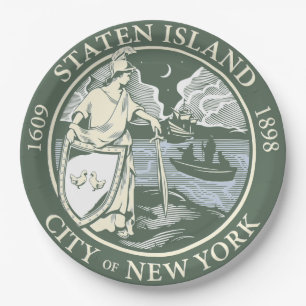 Plato De Papel Bandera de Staten Island (municipio de Nueva York)