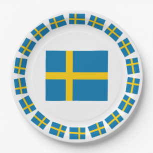 PLATO DE PAPEL BANDERA DE SUECIA