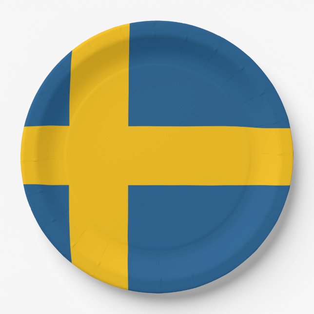Plato De Papel Bandera de Suecia (Anverso)