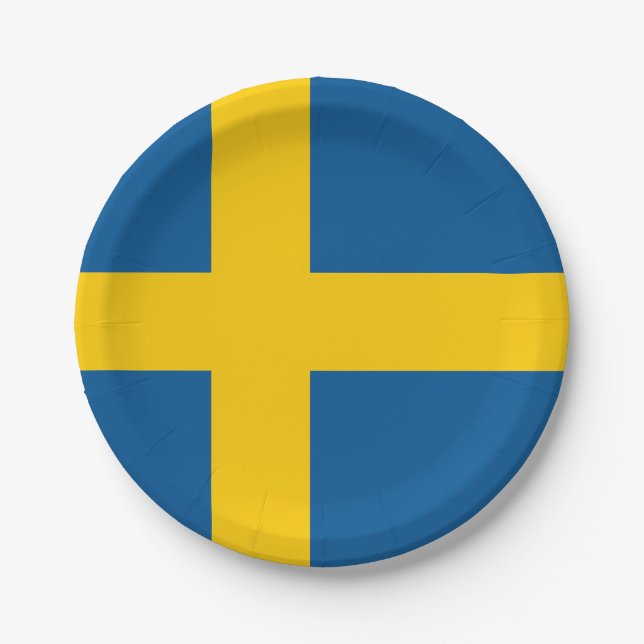 Plato De Papel Bandera de Suecia (Anverso)