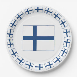 PLATO DE PAPEL BANDERA DE SUOMI FINLANDIA