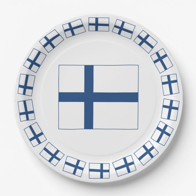 PLATO DE PAPEL BANDERA DE SUOMI FINLANDIA (Anverso)