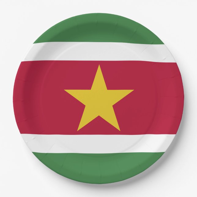 Plato De Papel Bandera de Surinam (Anverso)