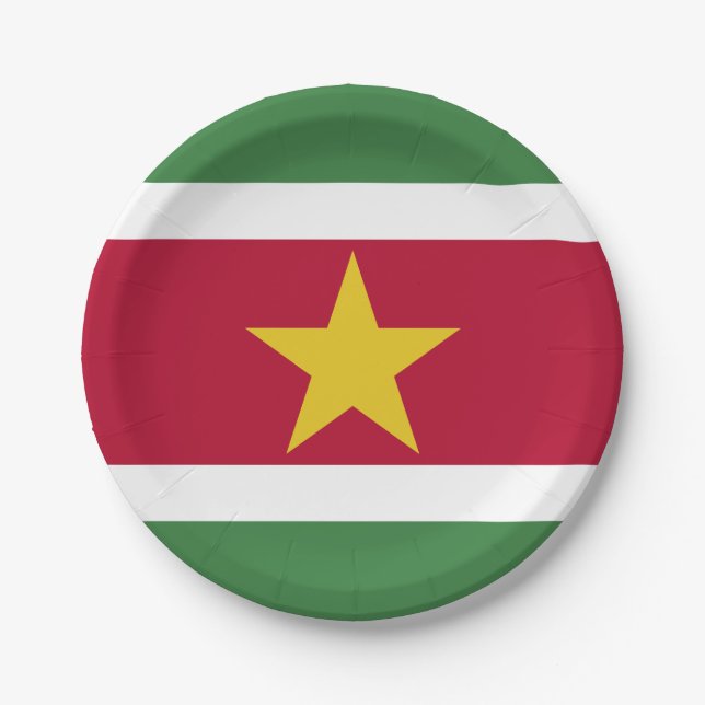 Plato De Papel Bandera de Surinam (Anverso)