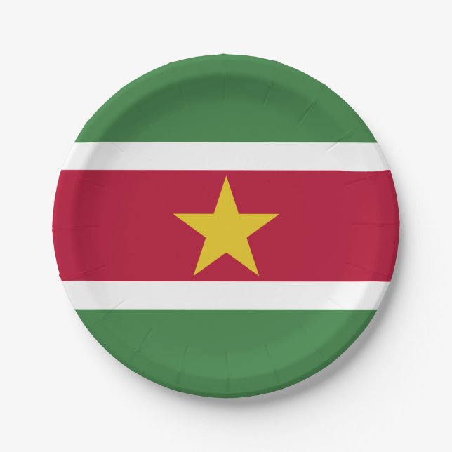 Plato De Papel Bandera de Surinam (Anverso)