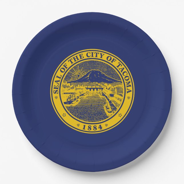 Plato De Papel Bandera de Tacoma (Ciudad de Washington) (Anverso)