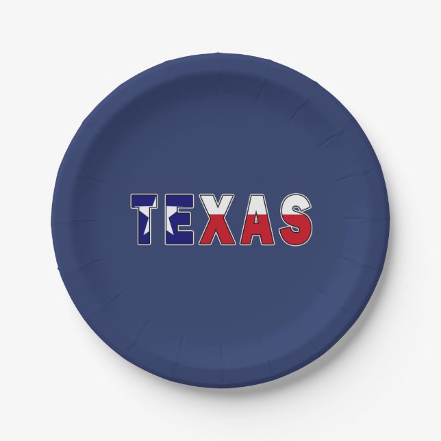 Plato De Papel Bandera de Texas (Anverso)