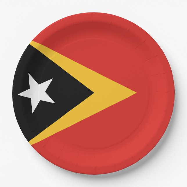Plato De Papel Bandera de Timor Oriental (Anverso)