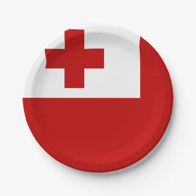 Plato De Papel Bandera de Tonga (Anverso)