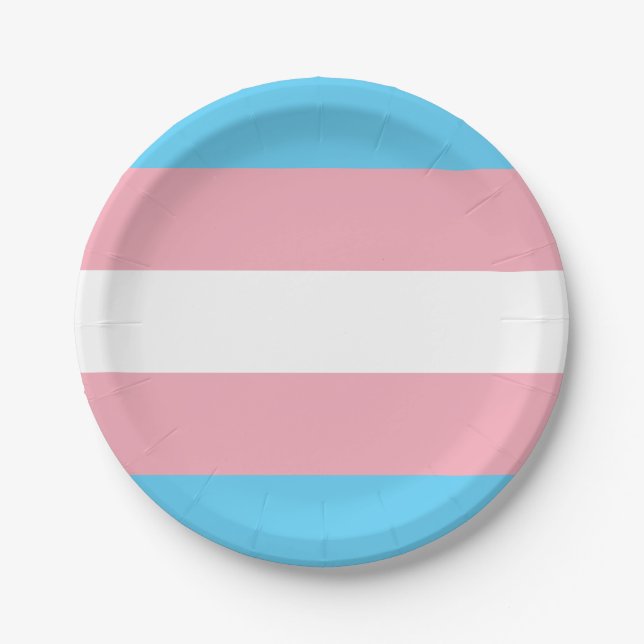 Plato De Papel Bandera de Trans (Anverso)