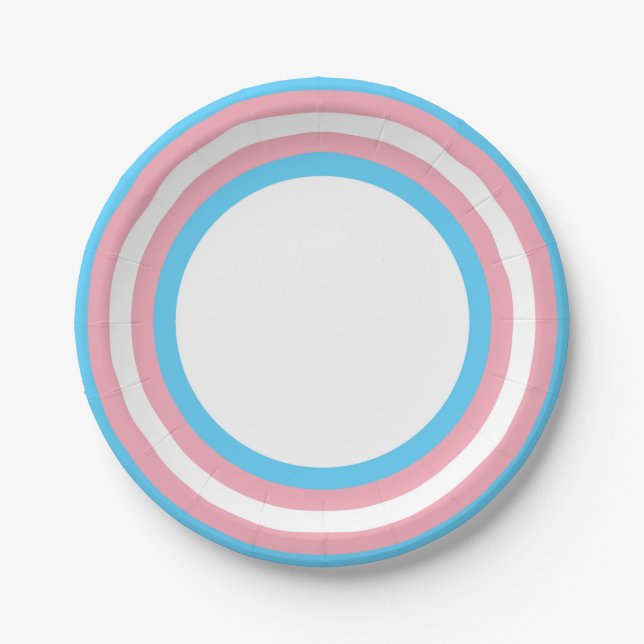 Plato De Papel Bandera de Trans (Anverso)