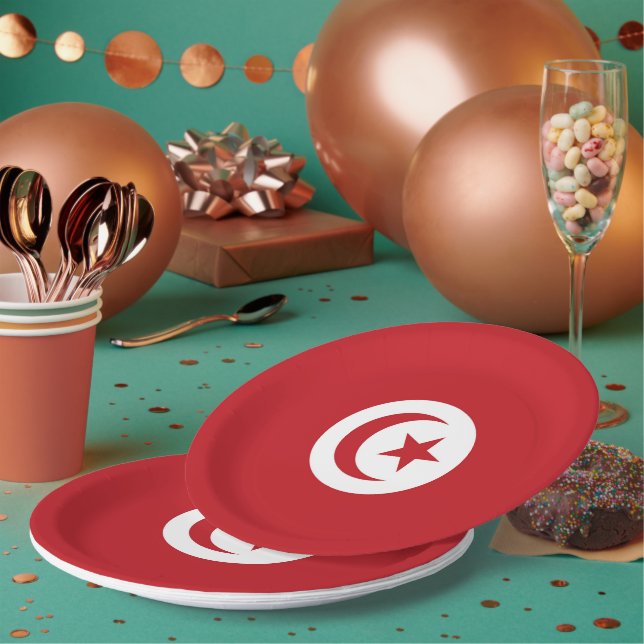 Plato De Papel Bandera de Túnez (Multi)