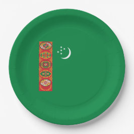 Plato De Papel Bandera de Turkmenistán (Turkmenistán)